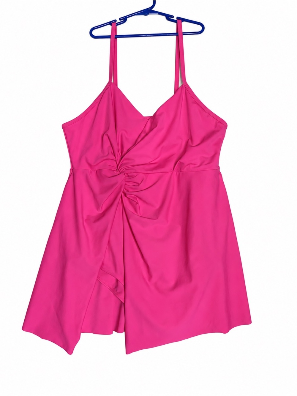 Grace Karin One Piece Swimdress Swimsuit Size 2XL Pink Ruched Skirted Coverage